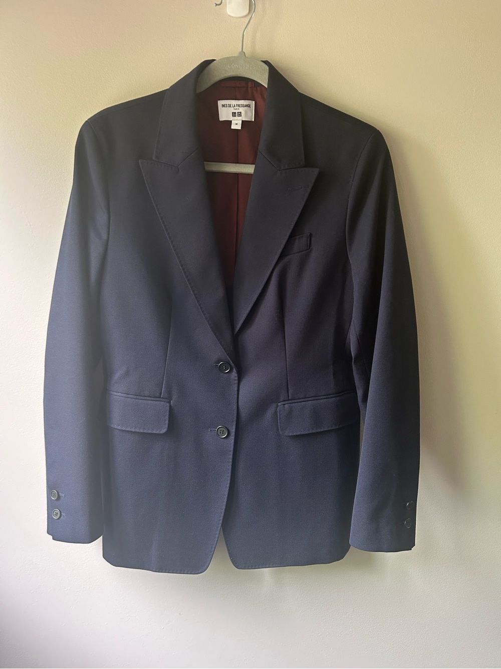 Uniqlo x Ines de la Fressange women’s med Navy wool Two-Button Blazer